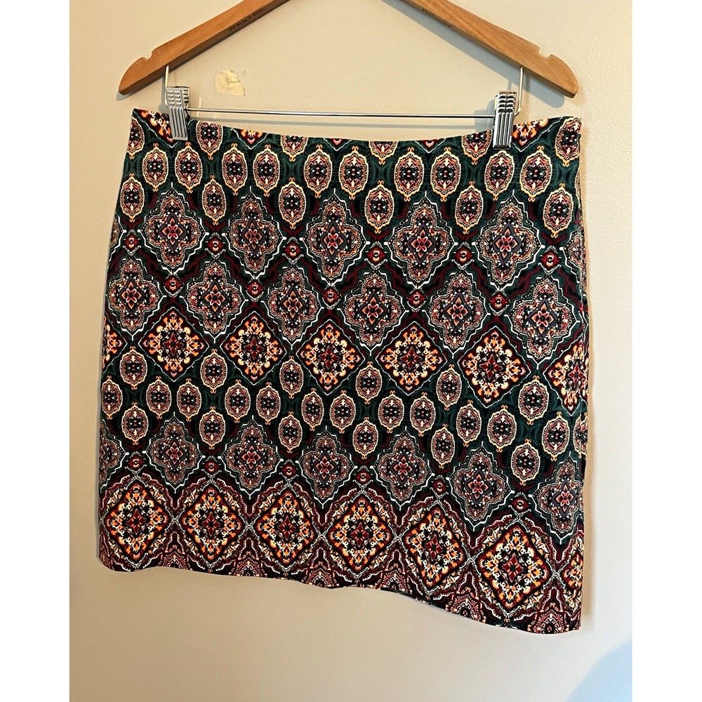 LOFT Women's Straight/Pencil Short Skirt Size 12 green Multicolor corduroy